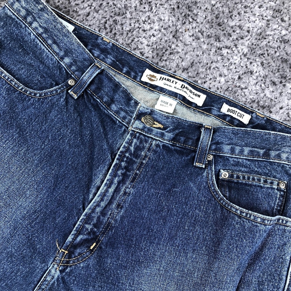 Harley-Davidson Jeans Mens 38x29 Blue Med Wash Regular‎ Bootcut Biker Denim
